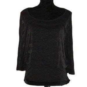 Oatt Elastic Waist Bell Sleeve Black Blouse Women's Size 1x